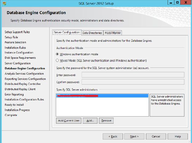 Windows authentication mode